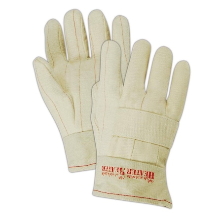 Magid Textile Gloves, Cotton, Band Top Cuff Natural, L, 12 PK 398KBT
